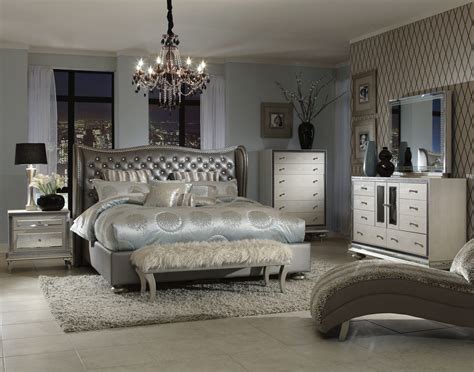 AICO Hollywood Swank Upholstered Bedroom Set