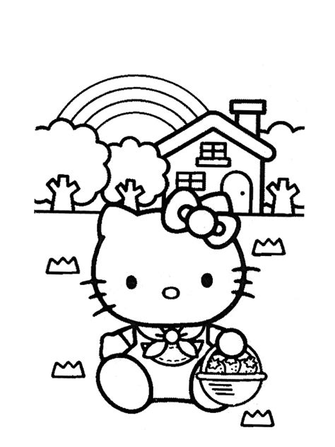 Dibujo para colorear hello kitty de camping
