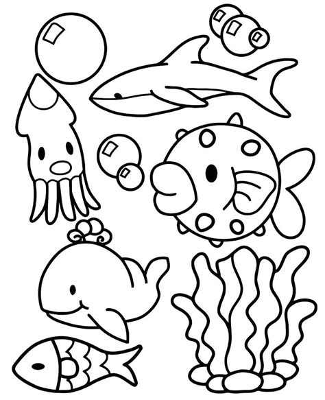 Dibujos animales marinos para colorear e imprimir