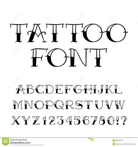 Fonte Da Tatuagem Alfabeto Do Estilo Do Vintage Letras E ...