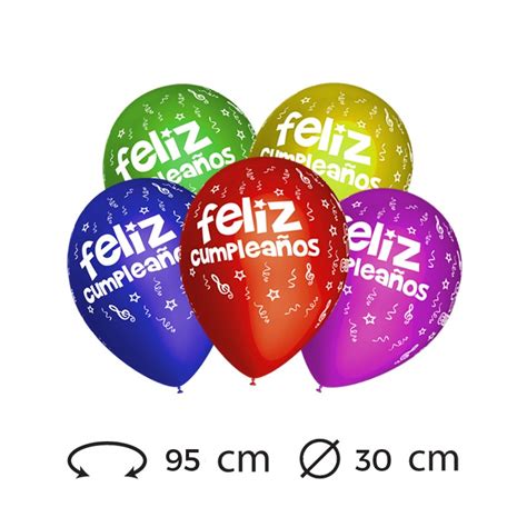 Globos Feliz Cumpleaños M02 Redondos 30 cm