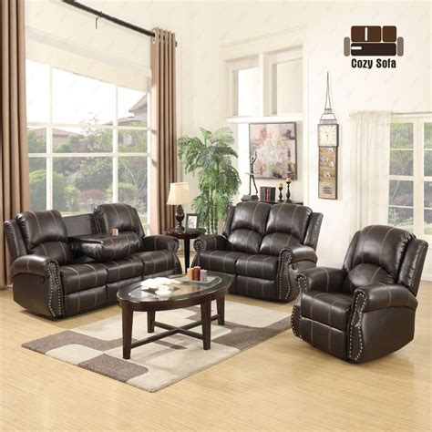 Gold Thread 3+2+1 Sofa Set Loveseat Couch Recliner Leather ...