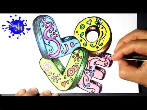 how to draw love 3D   como dibujar amor   how to draw love ...