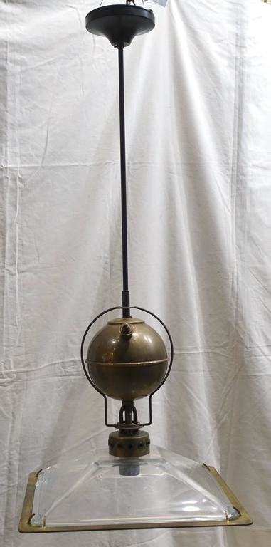 Italian Pair of Square Glass Shade Industrial Light ...