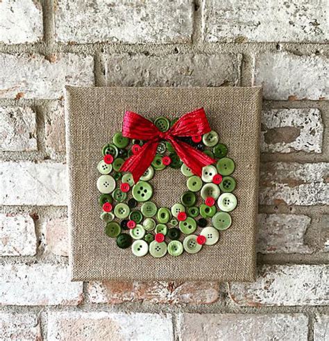 Items similar to Christmas burlap button wreath art on Etsy