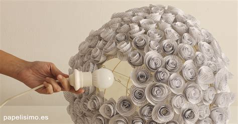 Lampara de flores de papel recicladas   PAPELISIMO