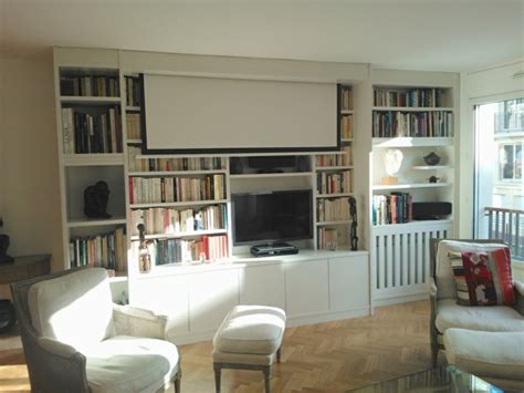 Muebles TV integrados con biblioteca   75 ideas modernas