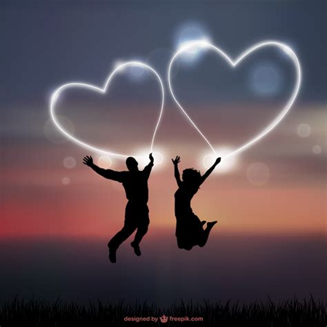 Romantic couple silhouettes Vector | Free Download