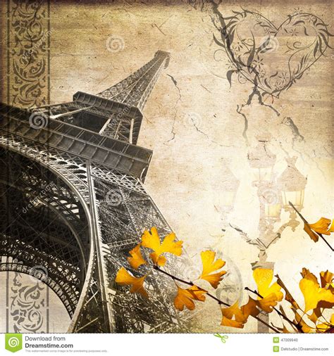 Romantic Vintage Paris Collage Eiffel Tower Stock Photo ...
