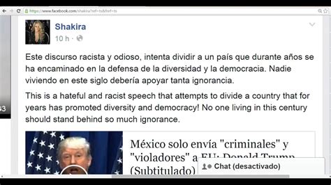 “Discurso de Donald Trump es racista y odioso”: Shakira ...
