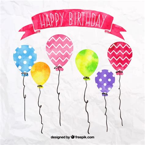 Watercolour birthday balloons Vector | Free Download