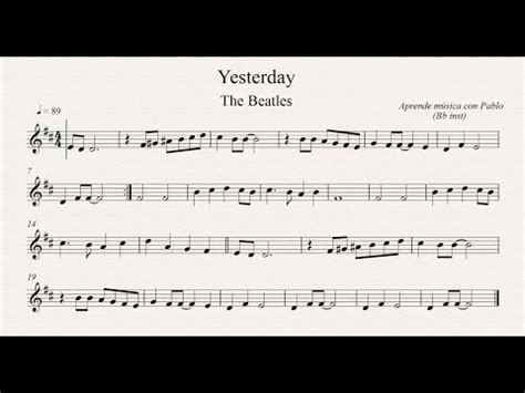 YESTERDAY:  flauta, violín, oboe...   partitura con ...